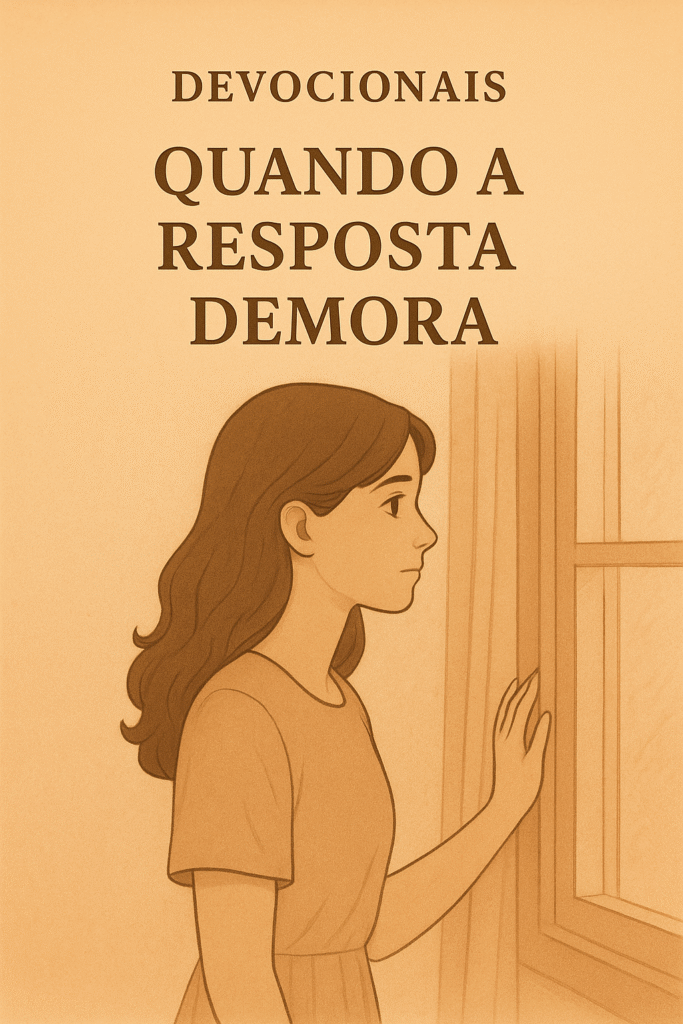 Sara Cristina olhando pela janela com expressão de esperança - devocional cristão